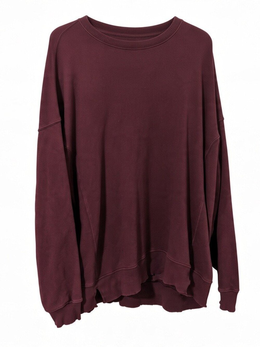 Aerie Oversized Plum/Maroon V-Neck Faded Distressed Sweatshirt L